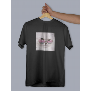 Tricou Cat in ochelari in forma de inima
